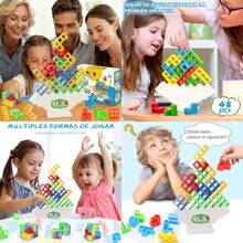 Tetra Tower Balance Game 48 Piezas Bloques de Construccion de Equilibrio de Descompresion Stack Attack Juegos Mesa Juego de la Torre  Adecuado para Navidad Party Mind GamesDiversión infantil, alegría, juguetes necesarios para niños - 48 piezas - Ver 1