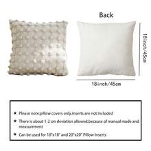1pc European Style Pillow Cover Decoration Farmhouse Cushion Cover Bohemian Style, Square Cushion Cover Three-Dimensional Grid Decoration, Suitable For Living Room Sofa Bed Bedroom Car, Home Decoration - Beige - View 2