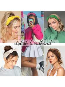 1件装女士佩斯利花纹条纹蝴蝶结弹力运动发带，弹力兔耳休闲瑜伽户外跑步网球吸汗带，优雅发饰休闲头巾 - 彩色 - 查看 5