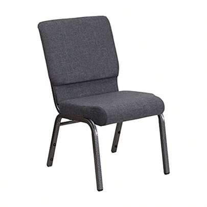 Series 18.5''W Stacking Church Chair In Dark Gray Fabric - Sier Vein Frame