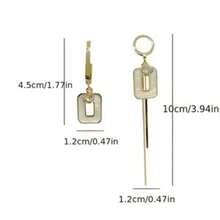 Asymmetrical Drip Oil Square Pendant Earrings For Women, Personalized Versatile Tassel Earrings For Daily, Party, And Gathering - Earrings - View 4