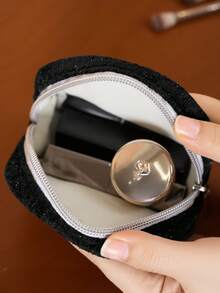 1件/套闪亮化妆包，洗漱包，黑色，旅行收纳包，带拉链，化妆品收纳袋，法式便携化妆包套装，高品质，风格优雅，适合居家、学校、宿舍、旅行，大容量女士化妆包，男士护理包，可装口红、化妆刷、护肤品等 - 黑色 - 查看 7