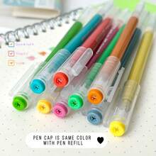 9pcs Retro Morandi Color Series Notebook, Pens For Drawing & Doodle, Refillable Ink Cartridge