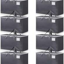 Cajas Mudanza, 8PCS Cajas de Almacenamiento, Bolsas de Mudanza de Gran Capacidad, Cajas para Mudanza con Asas Reforzadas y Bolsillo para Etiquetas, Plegable Organizador de Ropa para Mudanza(Negro) - negro1 - Ver 2