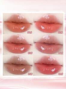 NOVO 滋润亮泽裸色唇膏/唇彩，淡化唇纹，学生适用，适合送礼、派对、日常妆容、新年妆容、Y2K风格、秋冬季节，提亮肤色 - 03#粉紅杏桃裸桃 - 查看 8