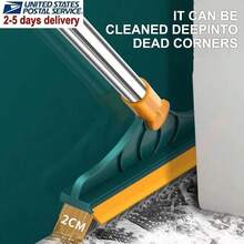 2-In-1 Floor Brush Washer With Long Handle Grouting Brush, Newly Upgraded Hard Bristle Cleaning Brush, Equipped With Rubber Scraper, 120 ° Rotating Tile Brush, Used For Cleaning Bathroom Glass Terrace Kitchen - Green - View 2