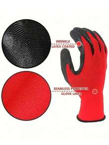 1/5/10 双装，重型多用途工作手套，丁腈涂层防切割，水钻纹理防滑，适用于园艺/机械/汽车维修，防撕裂透气内衬，工业级防护装备（男女通用） - 彩色 - 查看 8