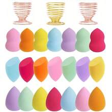24pcs Sponge Blender Set - 21 Pcs Latex - Vegan Sponges With 3 Pcs Blender Holder, Cosmetic Foundation Blending Powder Puff Powers BB Style 1 - Style 1 - View 2