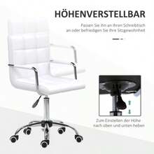 Sedia da ufficio HOMCOM, regolabile in altezza da 84 a 99 cm, ergonomica e girevole, ideale per l'ufficio e il lavoro da casa, in poliuretano bianco | Aosom.de - Bianco - Visualizzare 5