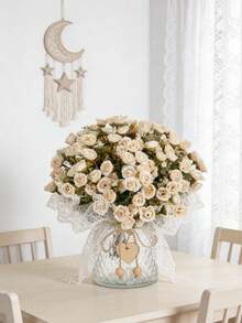 1支10.62英寸人造丝玫瑰，仿真花，情人节礼物，逼真花卉，适合早午餐、DIY婚礼花束、派对、家居客厅、厨房、花园、酒店、办公室、Rama装饰、情人节礼物、感恩节装饰、DIY花环、礼品、桌面摆件、生日装饰、室内/室外装饰、散装仿真塑料花、花瓶装饰、农舍家居装饰、波西米亚风婚礼 - 乳白色 - 查看 5