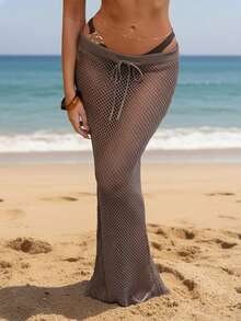 Váy dệt kim xuyên thấu khoét eo gợi cảm SOLTRB mùa hè mới, thích hợp cho bãi biển, kỳ nghỉ, lễ hội âm nhạc và tiệc tùng. - Cà phê nâu - Xem 3