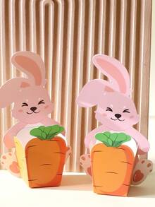12件套复活节兔子篮子礼盒套装，可爱兔子造型糖果盒，礼品包装盒，节日派对礼盒，复活节装饰，家居装饰，桌面装饰，复活节兔子装饰，复活节快乐装饰，复活节派对用品，复活节彩蛋寻宝派对用品，复活节礼物 - 彩色 - 查看 8