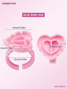 50/200/400个/瓶 心形睫毛胶环 - 含睫毛胶支架和扇形杯，专业睫毛嫁接用品 - 彩色 - 查看 8