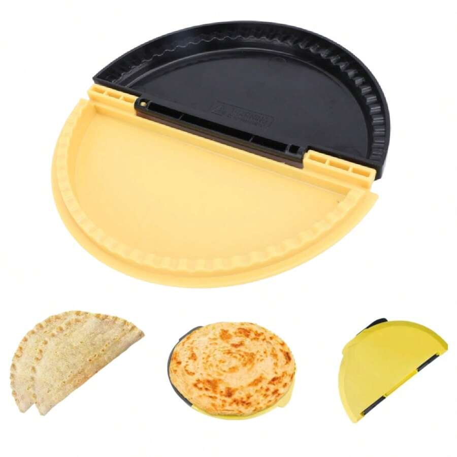 Sellador de tortillas, tortillas de harina de 8 pulgadas, para hacer tacos sellados, quesadillas, burritos y más, prensa de tortillas, sin BPA, apto para lavaplatos, crimpadora de tortillas - Amarillo - Ver 1