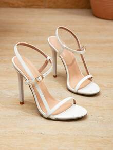 Women's Fashion Strap Round Toe Stiletto High Heel Sandals, Suitable For Outings, Gatherings, Parties And Other Occasions - White - View 4