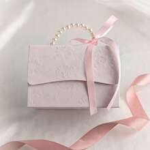 10个装纸质礼盒，凹凸立体花朵设计，配珍珠手柄，适用于派对节日礼品包装、婚礼礼盒、生日礼盒、小型活动礼品袋、情人节礼盒、母亲节礼盒。 - 彩色 - 查看 5