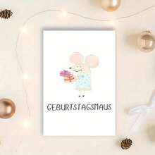 德国老鼠生日贺卡（含信封） - （5*7英寸） - 趣味十足的奇趣设计，适合任何场合 - 送给朋友、家人和爱人的完美礼物（丈夫、妻子、男朋友、女朋友、孩子）（1张贺卡+1个信封） - 彩色 - 查看 4