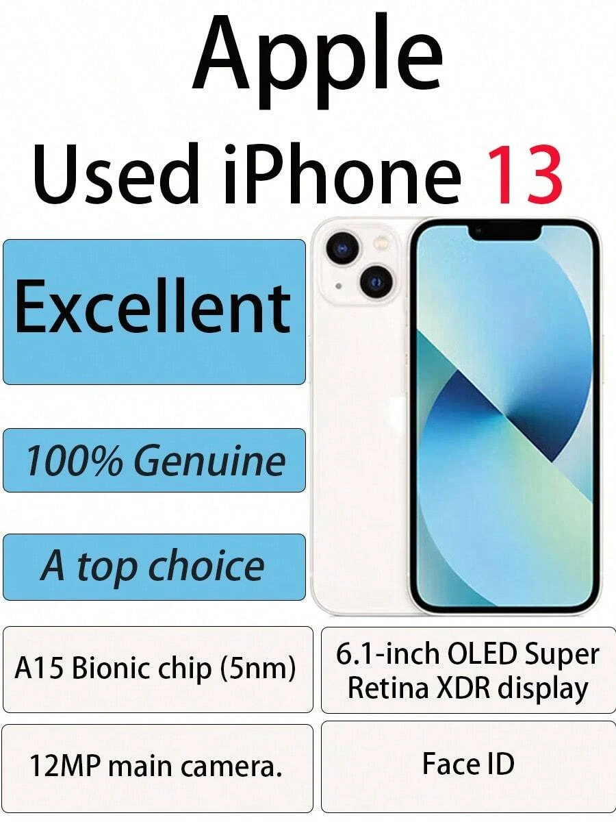 Apple iPhone13 5G正品二手手機 13 A15晶片 享超高性價比 續航力 97新71% (Chinese version, No eSIM) - 白色 - 查看 1