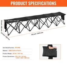 Banco plegable portátil, banco de fútbol plegable de 6 asientos con bolsillos laterales y bolso de transporte, asientos laterales de tela Oxford 600D ligera, para fútbol, béisbol, camping, eventos al aire libre, negro - Negro - Ver 7