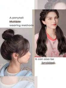 2个装弹力发圈，可缠绕成发髻，打造自然凌乱的辫子马尾辫，多种款式DIY发圈、马尾辫发绳、发圈、橡皮筋、发绳发饰，合成纤维接发马尾辫发髻，凌乱卷曲弹力发髻 - 彩色 - 查看 5