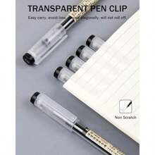 5 Pcs Japanese Pens Stationery 0.35mm Capped Gel Pens Extra Fine Point Black - 黑色 - 查看 6