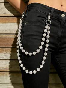 1pc Fashion Street Hip-Hop Style Body Chain With Dangling Crystal Ball Pendant, Handmade Unisex Body Jewelry, Versatile Accessory