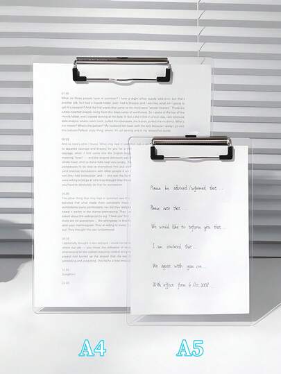 1 st A4/A5 transparent urklipp, bärbar skrivtavla, halkfri pärmhållare för hårdpapp, hållbara och snygga urklipp med lågprofilklämma. Perfekt för hemmet, kontoret, teckning, vård, restaurangmenyer, räkningar och studier.