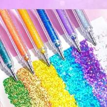 12pcs/Set Iridescent Highlighter Pens With Sand Texture Design For Students Back To School - 金色 - 查看 1