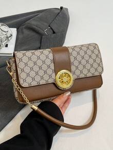 Retro Fashionable Chic Underarm Clasp Shoulder Bag For Women, High-End Commuter Baguette Bag - Grey - View 7