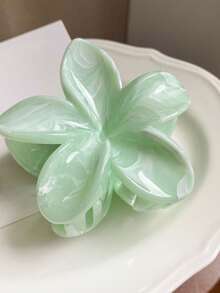 2pcs 3.15 Inch/8cm Green And Pink Marble Texture Plastic Hair Clips, Fashion Versatile Elegant Simple Solid Color Hair Claws, Suitable For Daily, Casual, Party, Beach, Vacation, Hairstyling, Face/Hair Washing, Makeup, Outfit Accessories, Autumn Fashion Hair Clips, Winter Hair Accessories, Summer Hair Clips Flower Hair Clip Elegant Claw Clip - Multicolor - View 5