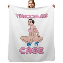Thiccolas Cage - Dummy Thicc  Meme Throw Blanket Bed Decorative Beds Shaggy For Sofa Thin Blankets - 黑色 - 查看 1