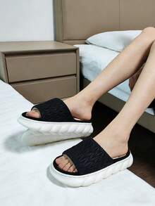 Pmoiste Women's Quilted Plaid Elegant House Slippers, Thick EVA Linen Insole, Indoor Home Shoes, Black - Black - View 2