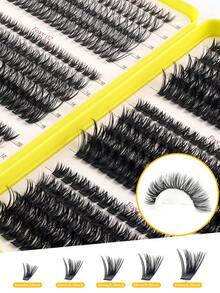 600/300pcs D-Curl Fluffy & Thick False Eyelashes Set, Includes Beginner-Friendly Eyelash Tutorial, Layered DIY Segmented False Lashes, Magnifier, Reusable High-Capacity Single Lash Kit, Soft & Natural Mixed Lashes, Suitable For 3D Makeup, Home, Travel, Daily, Party, Wedding - D - 查看 6