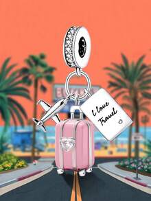 1件圣诞时尚地球仪飞机吊坠珠，适合女士手链、手镯DIY饰品制作及日常配饰装饰，是女孩的理想之选。 - 行李箱飛機護照 - 查看 7