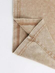 Worn-Out Washed Men's Short-Sleeved Shirt, Featuring A Pink Meteor Flame Human Face Silhouette Pattern In Letters On A Double-Sided Print, Retro Casual Loose Men's T-Shirt, Comfortable And Versatile Men's Clothing - 咖啡棕 - 查看 6