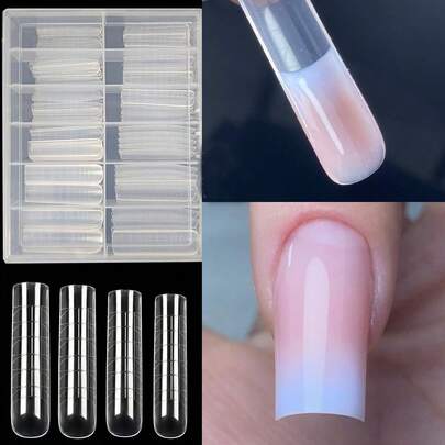 120 Stücke/Box quadratische doppelseitige Nagelformen, geeignet für französische Maniküre, doppelseitige Nagelformen, Acryl-Nagel-Sticker, doppelseitiges Nagel-Formsystem, 12 Größen, für Nagelextension