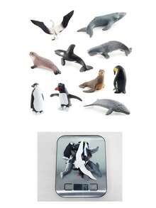 10件/11件/18件/20件/26件套北极动物世界模型套装，逼真的企鹅、北极熊、海象、白鲸模型，儿童动物玩具，适合男孩女孩，益智生日礼物 - 白色 - 查看 11