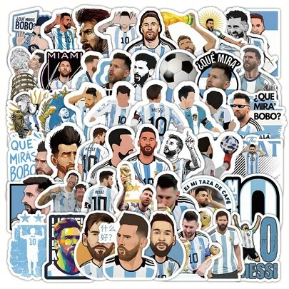 52pcs ME Stickers, Football Fans Merch Goods, Suitable For Sticking On Laptop, Phone, Luggage, Cup, Notebook, Excellent Decorative Item, Perfect Small Gift For Friends