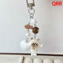 1 Piece New Stylish Keychain Pendant, Cute Cartoon Kitten Eating Fish Plush Ball Keychain Pendant, Can Be Used As A Bag Accessory, Phone Case, Or Keychain Pendant. - Multicolor - View 13