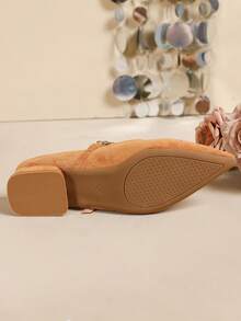 Women's New Pointed Toe Low Heel Mules, Fashionable Slip-On Mary Jane Shoes - Brown - View 10