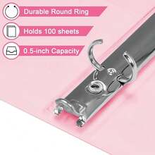 1/2'' 3-Ring-Binder With Pockets, 200 Sheets Capacity, 0.5 Inch Binders Fits 11\ X 8.5\ US Letter Size, Assorted 4 Pastel Colors - Ideal For Schoolsss, Office, And Home Use (0.5'' - Pink) - 0.5吋粉紅色 - 查看 4