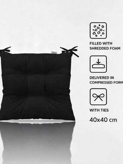 "Premium Plush Single Seat Cushion 40*40 Cm With Special Stitching, Tufted, Tie-On, Comfortable Chair Cushion"