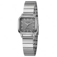 1pc Premium Minimalist Dual-Tone Textured Square Dial Quartz Watch, Versatile, Suitable For , Year-End , Birthday Gift, Holiday Gift - Black - View 7