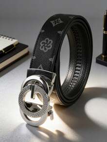 1 chiếc thắt lưng da cao cấp khóa tự động bằng hợp kim dành cho nam - Họa tiết hoa sang trọng, chiều dài điều chỉnh được 120cm, chống thấm nước, món quà sinh nhật/Giáng sinh lý tưởng cho nam giới. - Nhiều màu - Xem 5