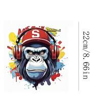 1张/2张/3张大猩猩热转印贴纸 - 混色乙烯基热压贴花，适用于T恤、牛仔裤、口罩、背包 - DIY季节性装饰、家居装饰、节日服装定制，易于粘贴，经久耐用