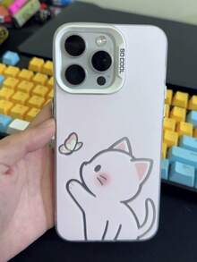 1个极简粉色小猫蝴蝶图案手机壳，防震保护套，适用于 17/16/15/14/13/12/11/16 Pro Max/17 Pro/14 Plus - 粉色 - 查看 4