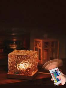 1 Stück LED Nordlichter Wellen Projektionslampe - USB Stimmungslicht, Touch/Fernbedienung, 16 Farben, Flammeneffekt, ideales Geschenk für Schlafzimmer, Wohnheim, Party, Weihnachten, Halloween Dekoration - Verschiedenfarbig - Übersicht 6