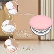 LED Makeup Mirror, Lighted Makeup Mirror, Portable Mini Makeup Mirror, USB Rechargeable LED Lighting Travel Makeup Mirror, Lighted Makeup Mirror, Dimmable Magnifying Folding Makeup Mirror, Touch Screen Brightness Adjustment, Multi-Function Vanity Mirror, Suitable For Dorm, Travel, Makeup, Office, Bedroom, Best Gift For Women On Valentine's Day/Mother's Day (Battery Capacity: 300mAh) - Multicolor - View 6