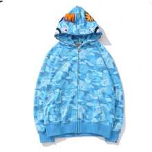 Brand Bape3D Digital Printing Shark Camouflage Sweater Spring And Autumn Zipper Hoodie Cardigan - EY2211021630-藍 - 查看 2