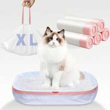 1pc HDPE New Material Cat Litter/Dog Waste Bag, Scoop-Free Disposable Thick Trash Bags, Large Size Roll Delivery - White - View 1